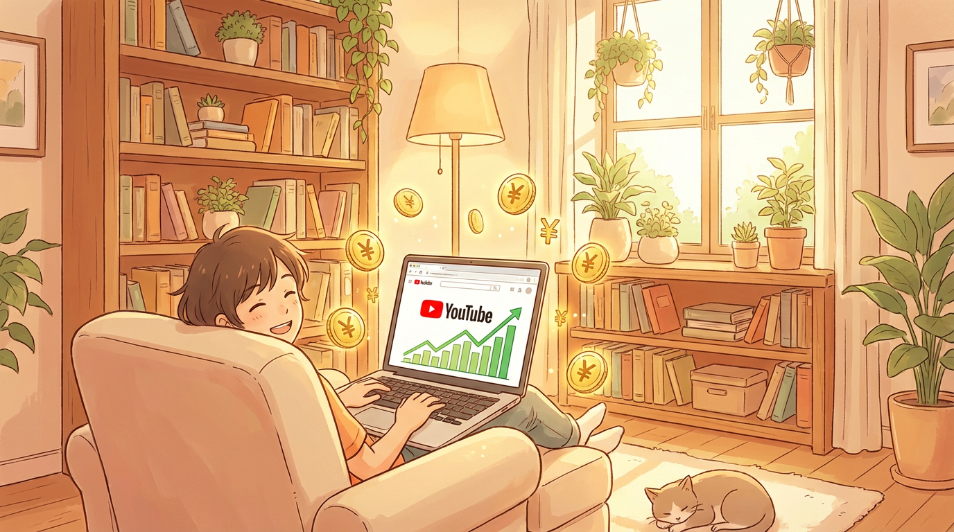 AIで自動収益を得る様子